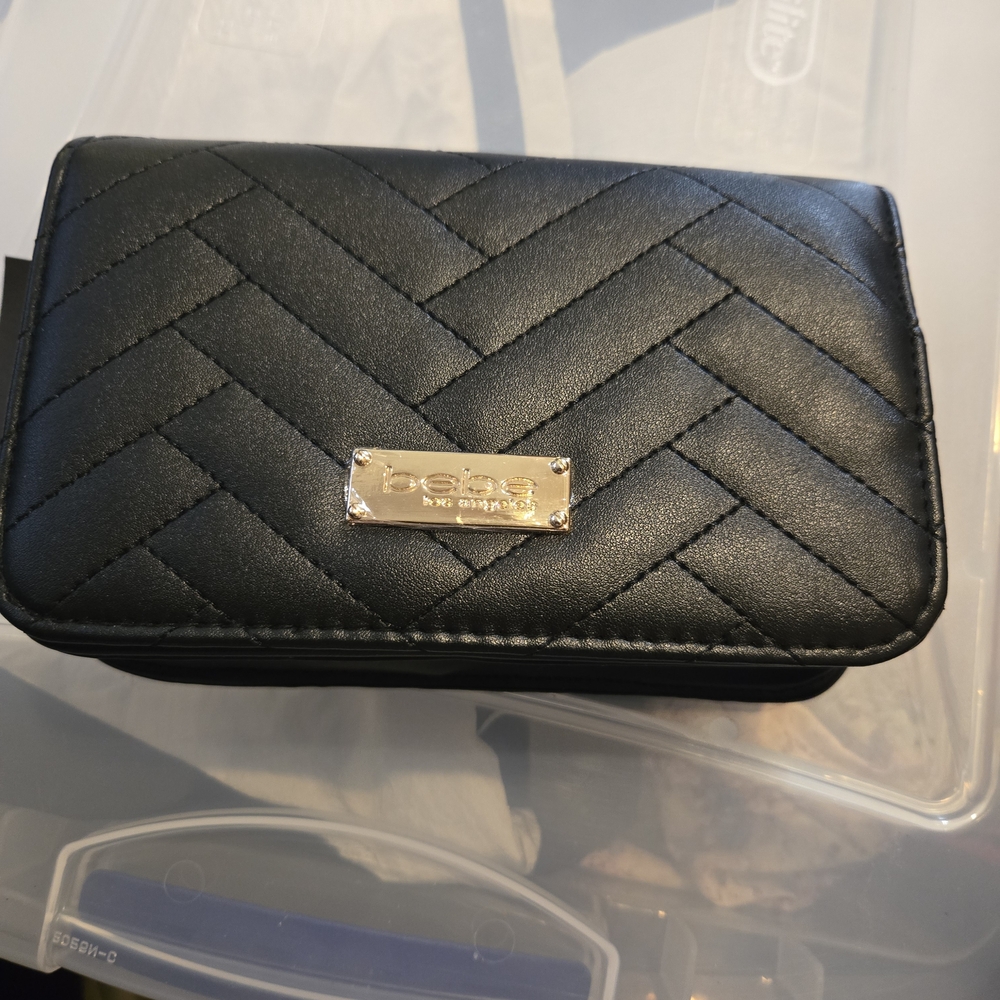 Bebe Black Quilted Crossbody Bag